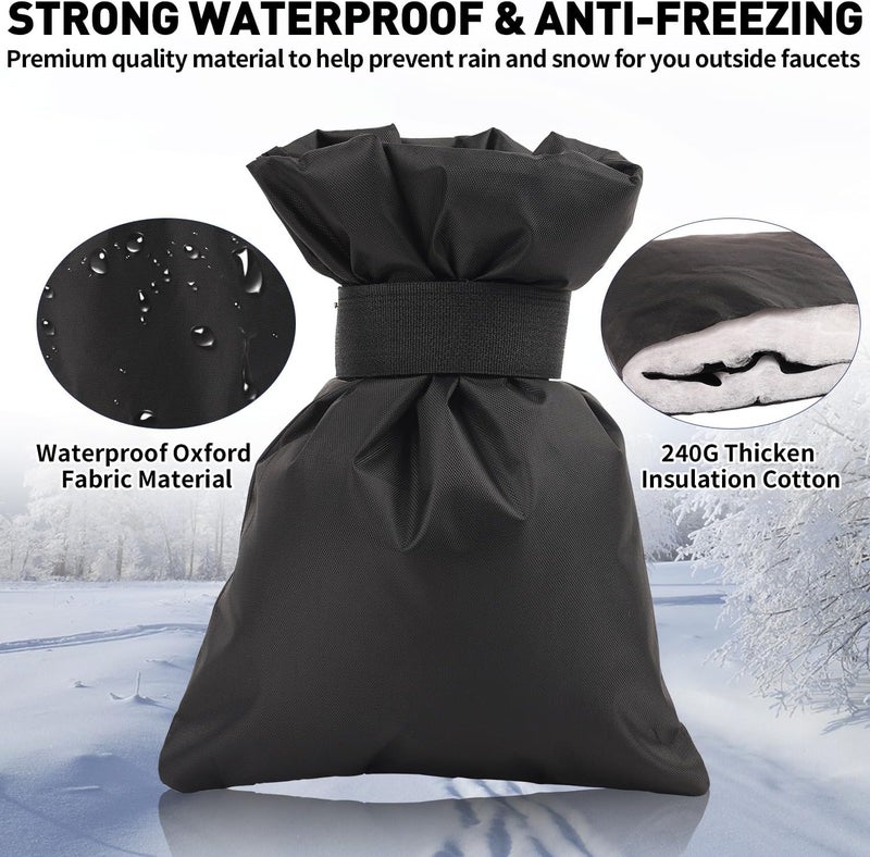 ORTUBE Outdoor Faucet Cover for Winter 6 Pack - 8.7"x 6" Reusable Waterproof Winter Freeze Protection Cover for Outside Faucet,Thickened (6 Pack Black) - Image 2